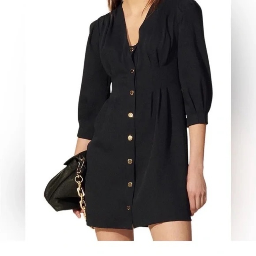 SANDRO Elegant Black Button-Down Dress